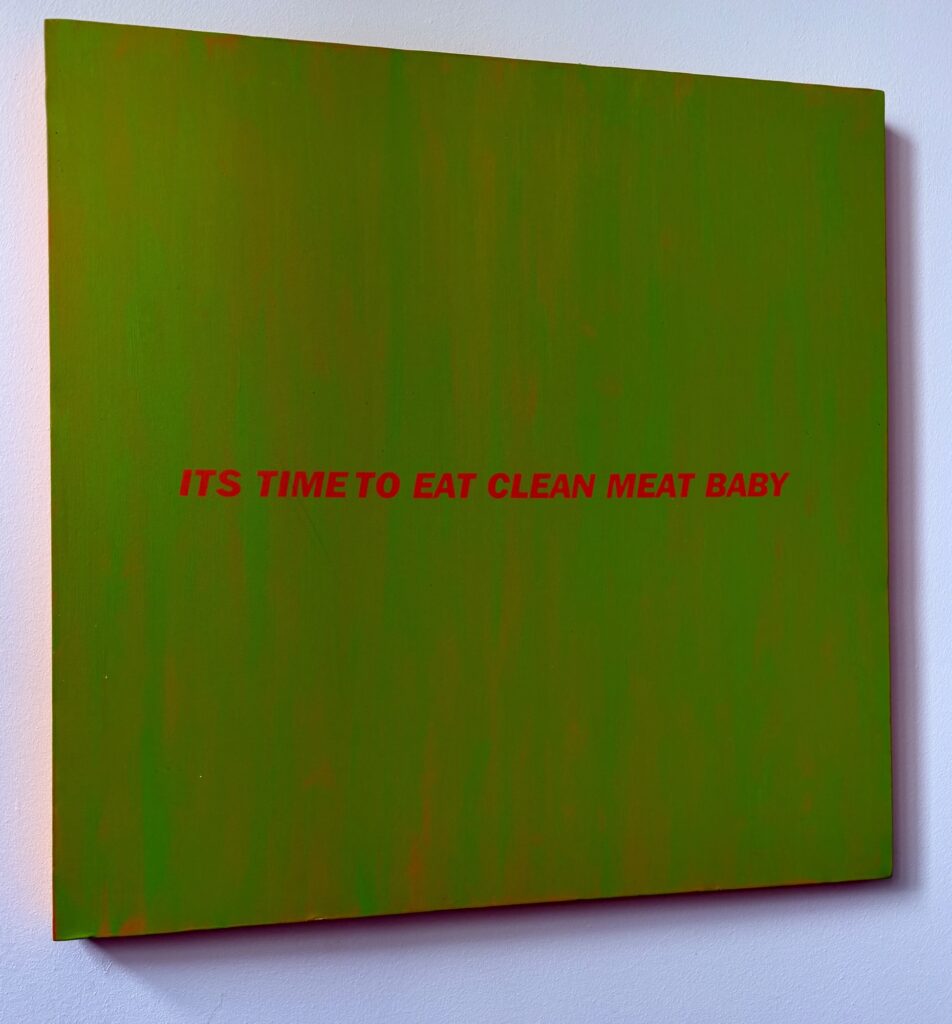 Kunstwerk It's time to eat clean meat baby in der Metzgerei Brach am Dom