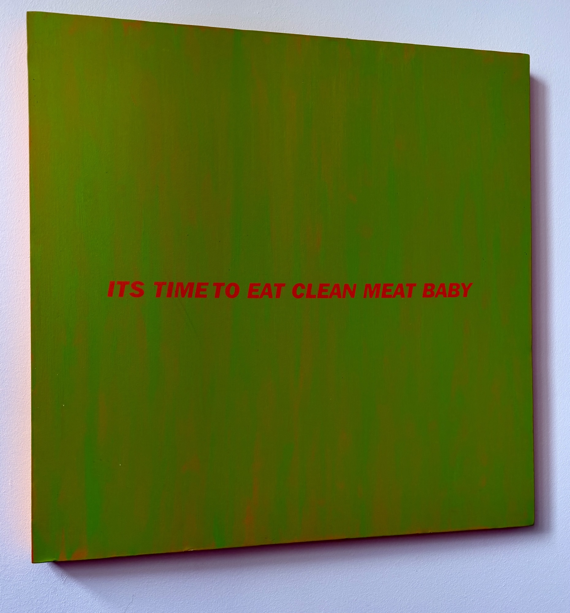 Kunstwerk It's time to eat clean meat baby in der Metzgerei Brach am Dom